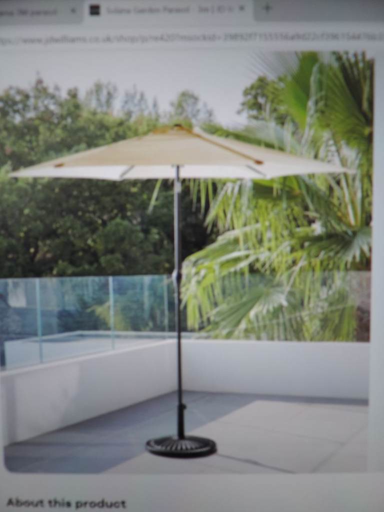 Brand New Solarna 3 M Parasol. Colour Natural