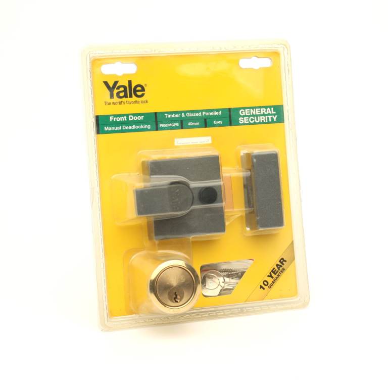 Yale P85DMGPB Front Door Manual Deadlock 40mm Grey
