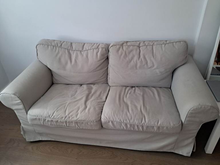 2 seater sofa (EKTORP, IKEA), light beige - for collection from Islington