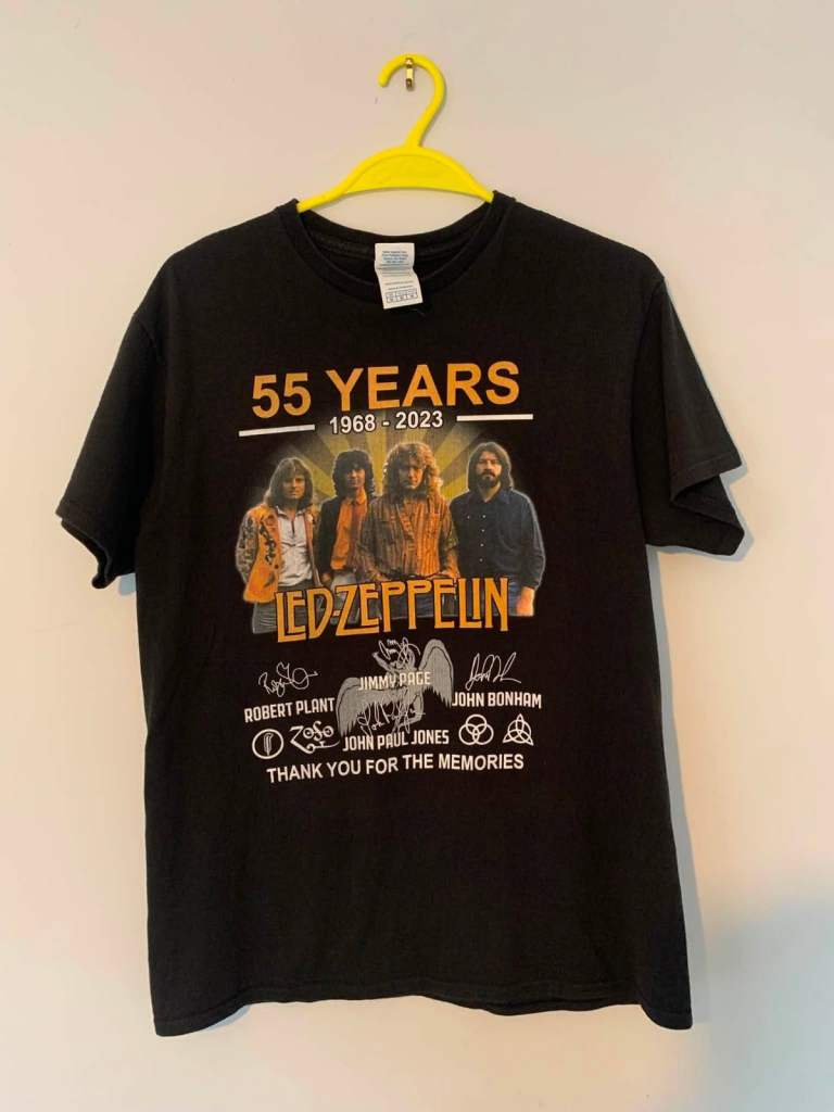 Led Zeppelin 55 Years T-Shirt - Black, Size M, As Good As New