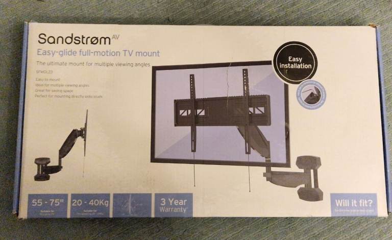 Sandstrom Easy Glide SFMGL23 55-75" Full Motion TV Mount Black TV Bracket TILT