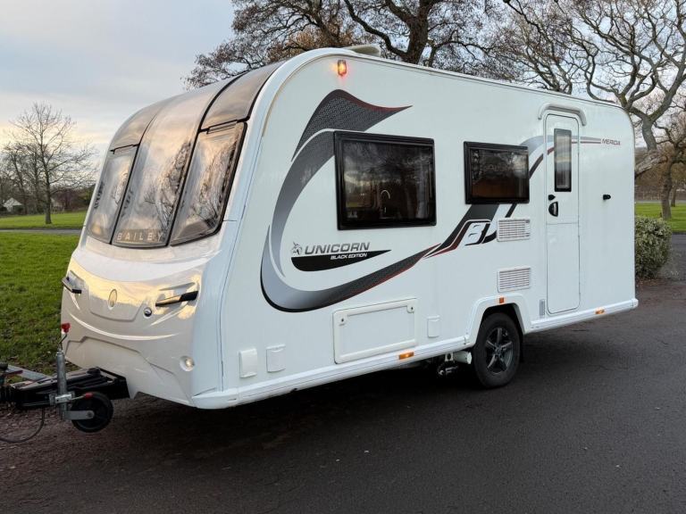 2021 Bailey Unicorn Black Merida 2 Berth Touring Caravan with Motor Mover