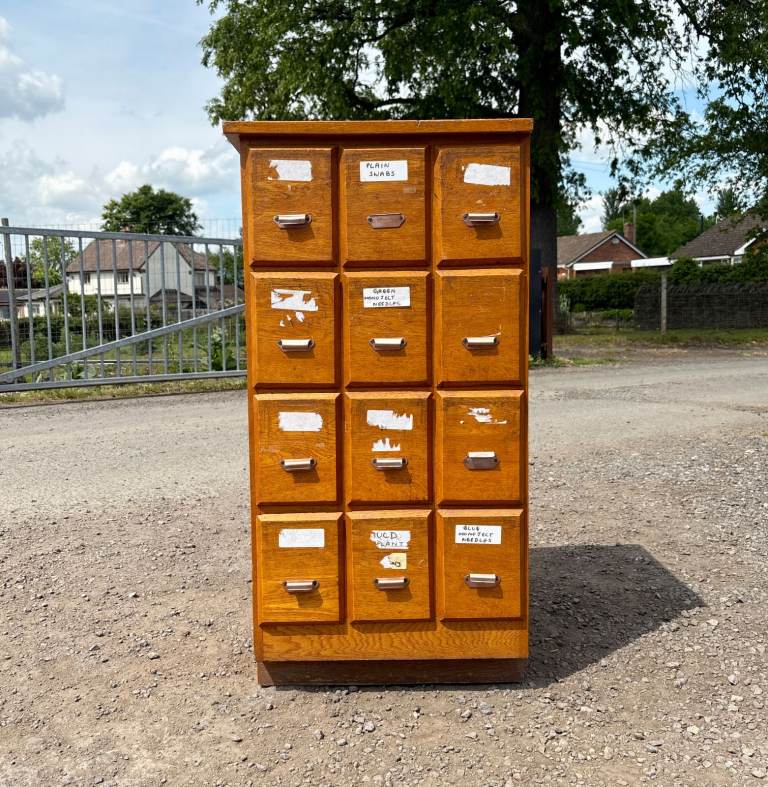 Oak Bank Of Drawers Vintage Multi-Drawer Cabinet Haberdashery Rest. Project