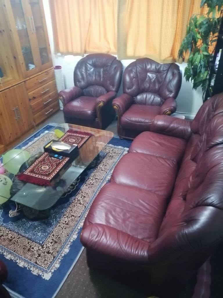 Real/Genuine Leather sofa set, 5 Pcs, 3+2+1+1+Foot stool