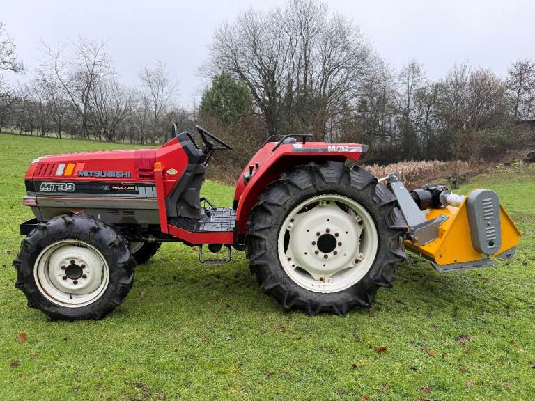 33HP MITSUBISHI MT33 4WD Compact Tractor & New RAPTOR X Flail Mower ** VIDEO ** 33HP *  1444 hours