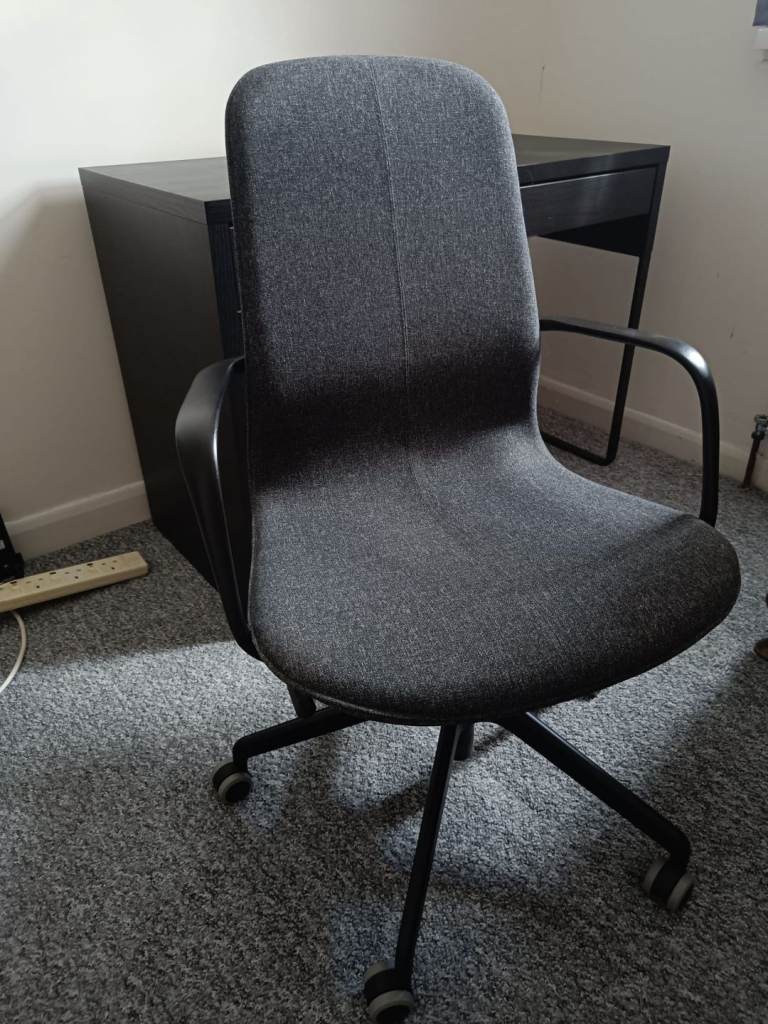 Ikea Langfjall office chair comfortable Grey Fabric Office Chair on Wheels – Excellent Condition