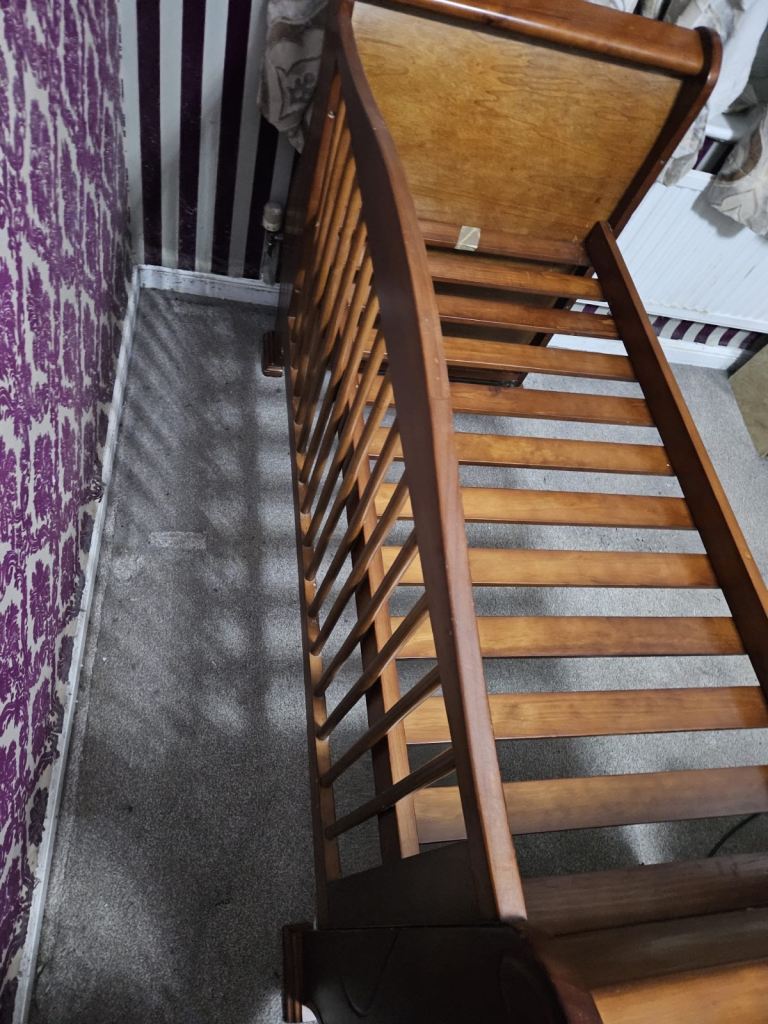 Tutti bambini Wooden Baby Cot with side panel and mattres – Good Condition 