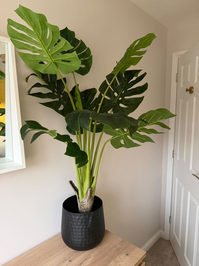 Large Artificial Monstera Plant with Black Pot – As Good As New