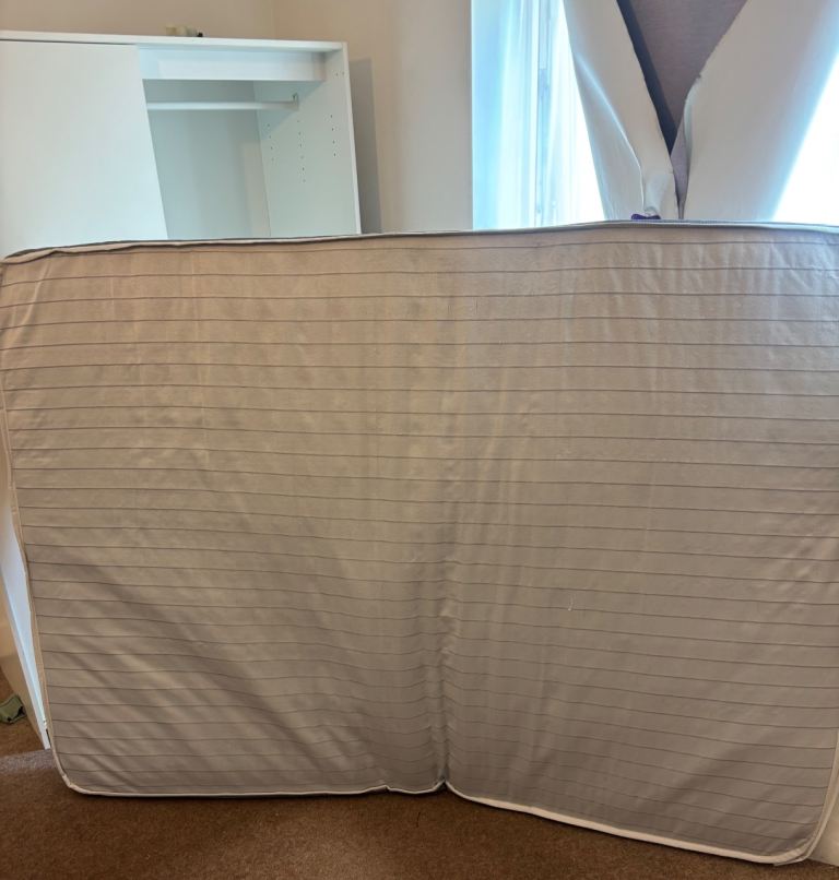 Free Double Bed Mattress – Good Condition, White Striped