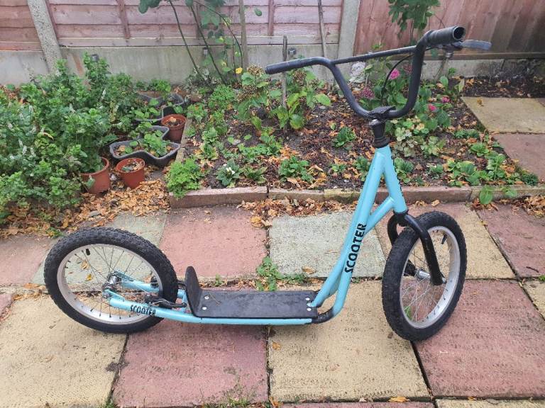 Light Blue Scooter with Large Wheels – Good Condition, £10.00 for Sale