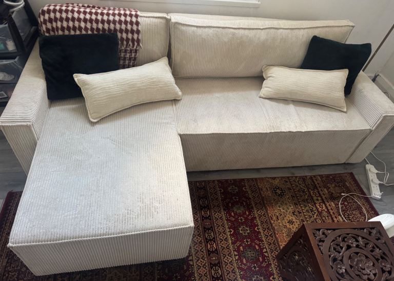 Corner Sofa Bed Cord Beige