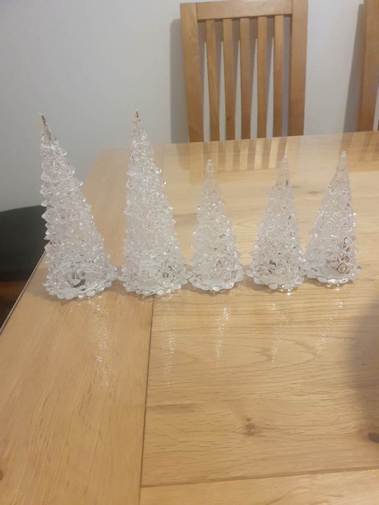 Set of 5 Clear Acrylic Christmas Tree Decorations
