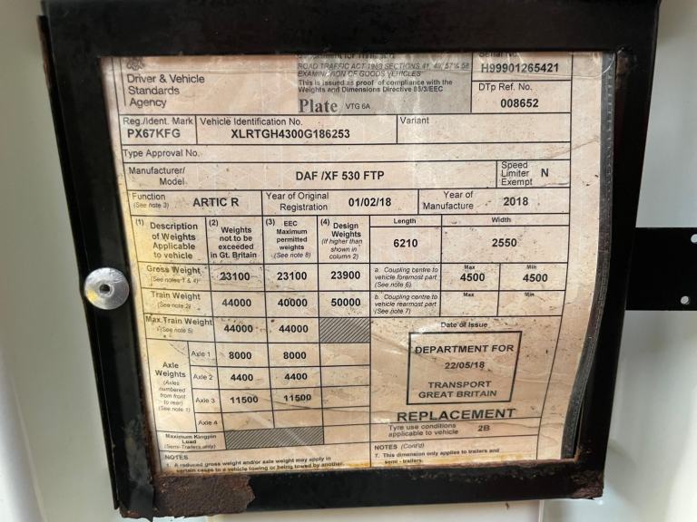 DAF XF106 530 SUPERSPACE *EURO 6* 6X2 FTP TRACTOR UNIT - 2018 - PX67 KFG