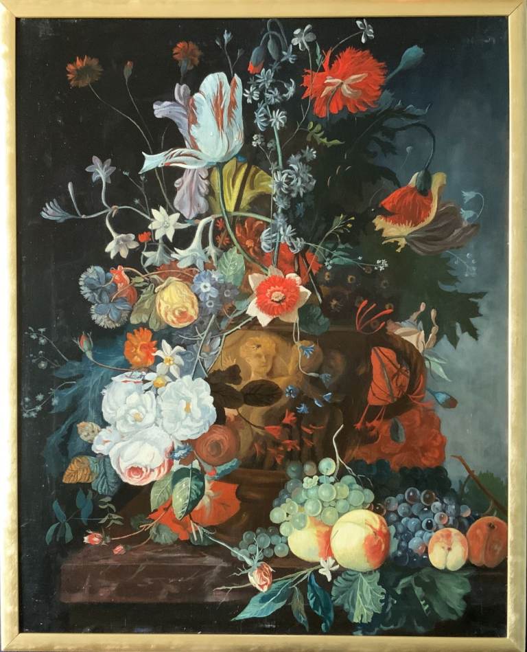  Large Fabulous Dutch Still Life Oil Painting 18thC Style Floral & Fruit (1 of 2)