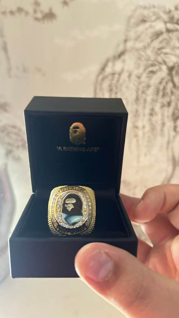 BAPE Rhinestone collage ring 