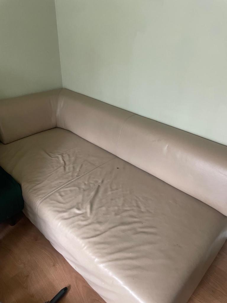 3seater Italian beige leather sofa