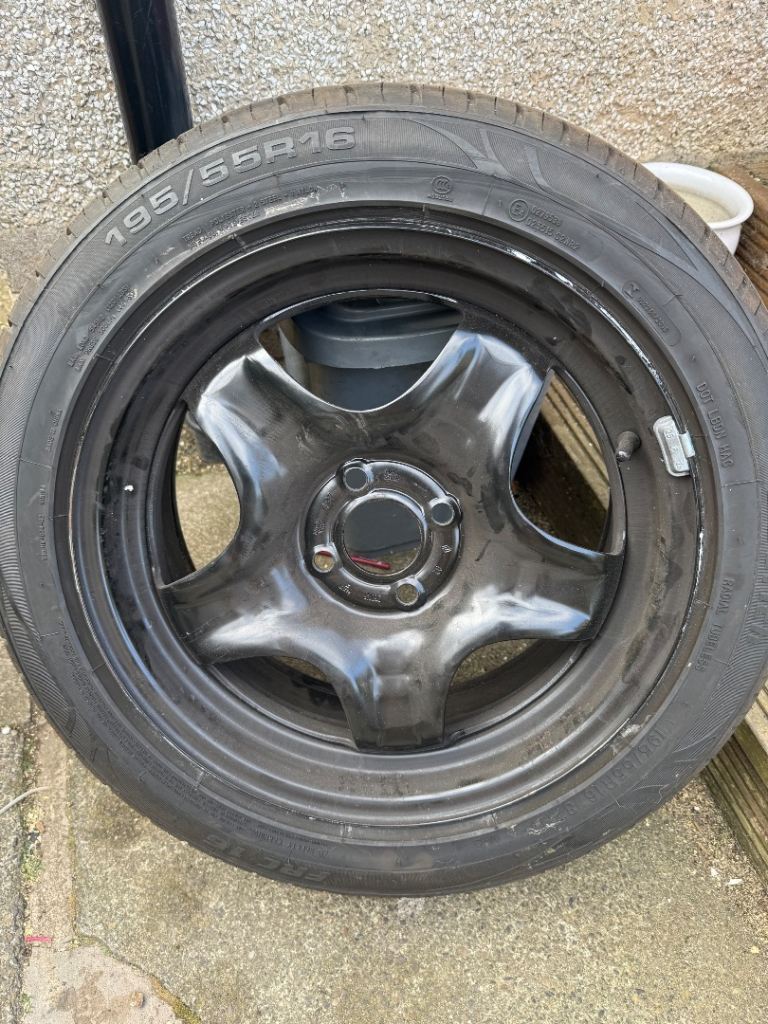 Steel wheel with new tyre. 