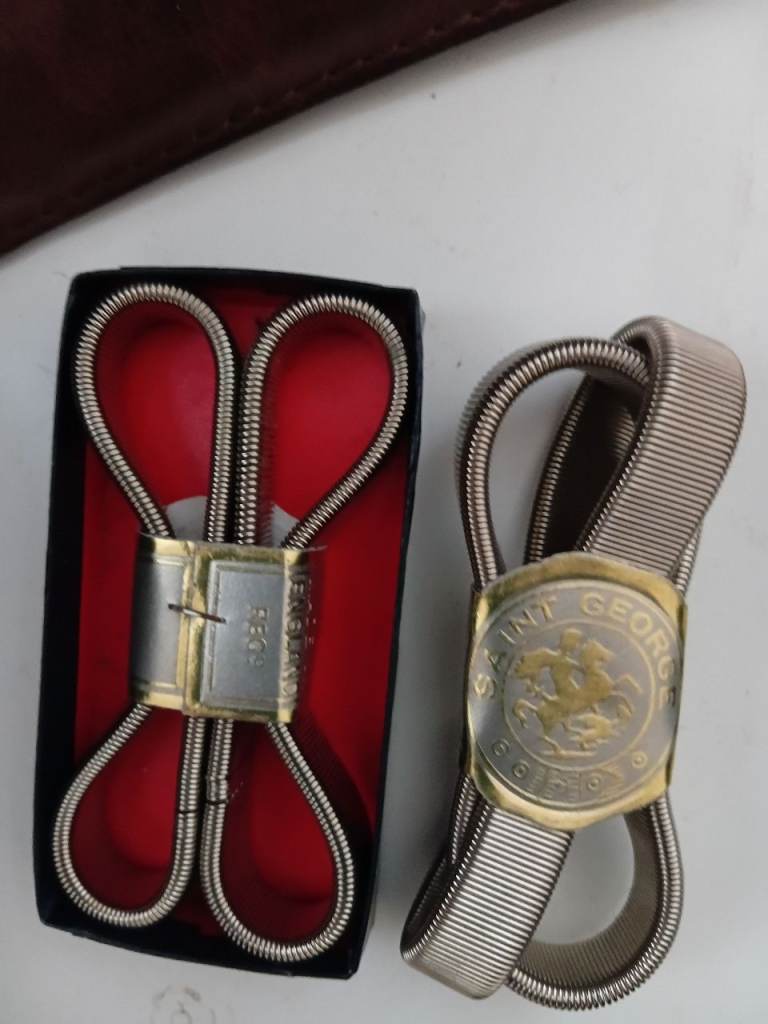 Vintage Metal Stretchy 'St George' Armbands/Garters - Pair
