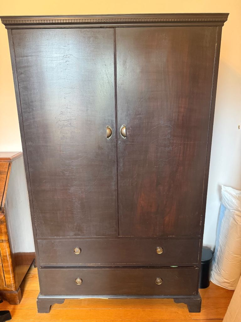 TIBBENHAM Dark Wood Wardrobe with Drawers – Fair Condition