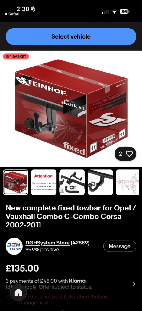 Vauxhall Combo Corsa Towbar