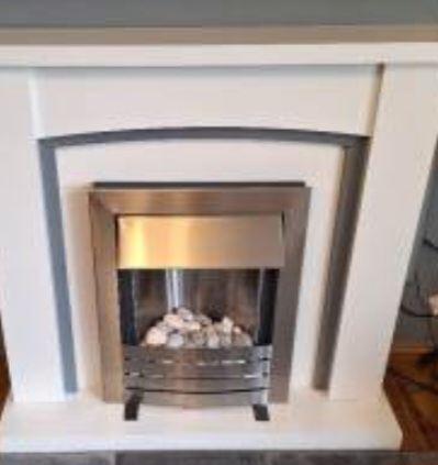 White Fireplace Surround with Electric Fire – Good Condition
