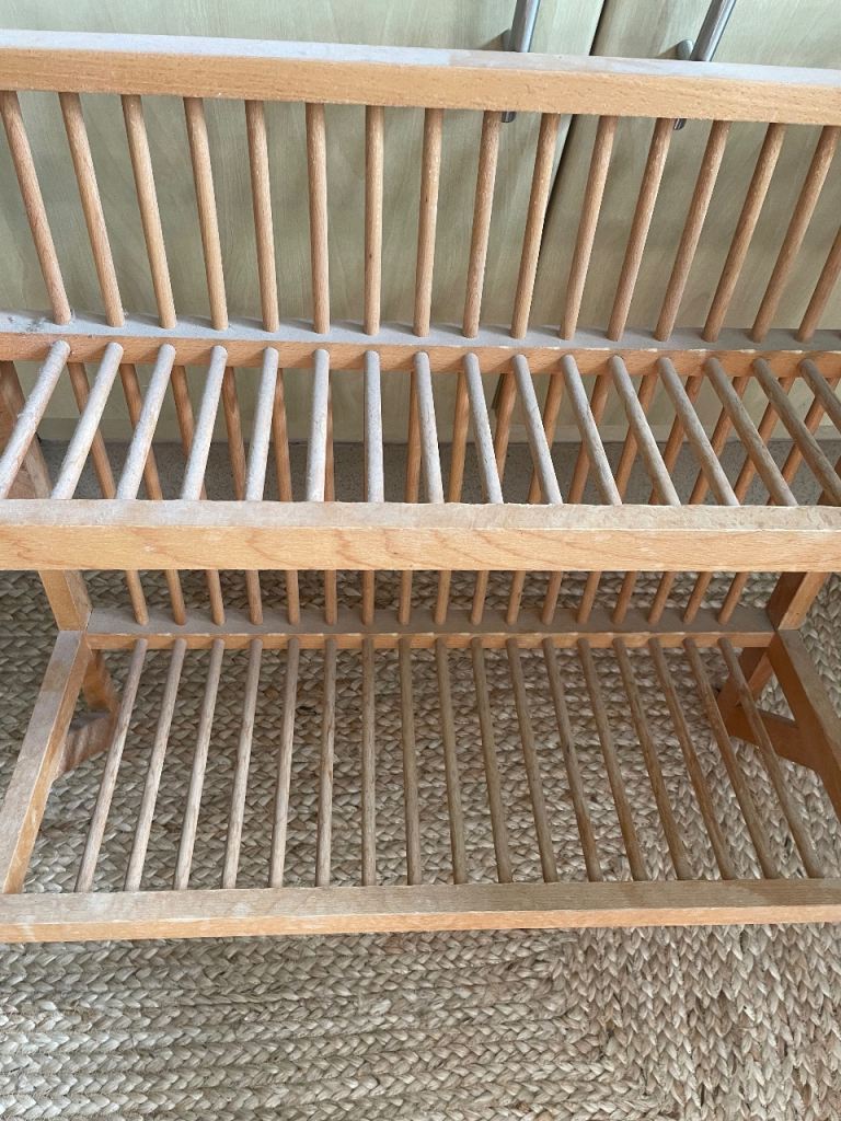 Wooden Plate Rack - Rustic Kitchen Storage