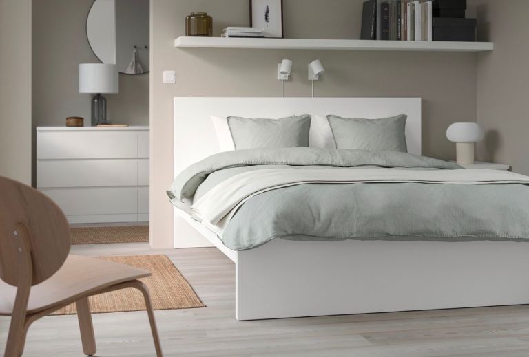 IKEA white malm double bed with slats - delivery available 