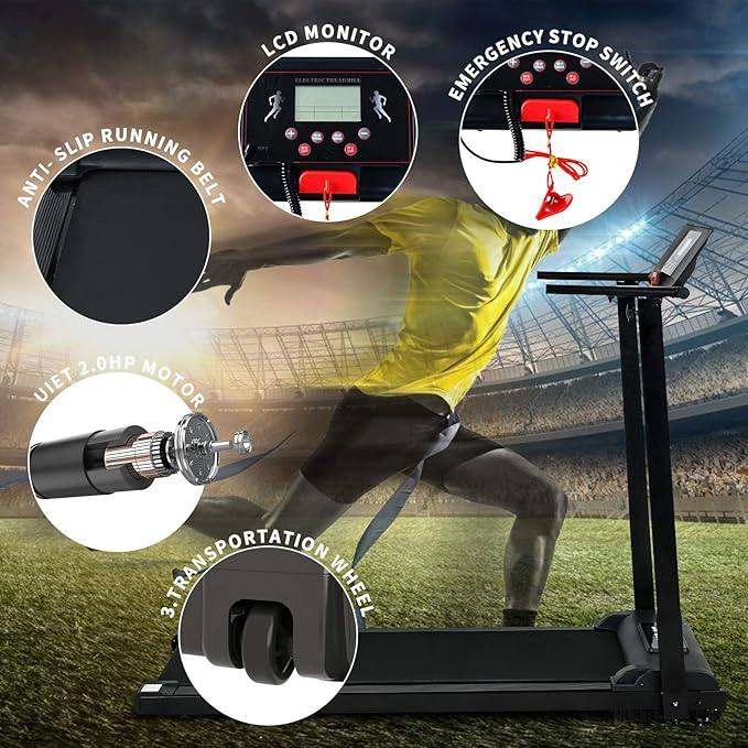 MURTISOL Folding Portable Electric Treadmill for Home with LCD Display & Low Noise Motor
