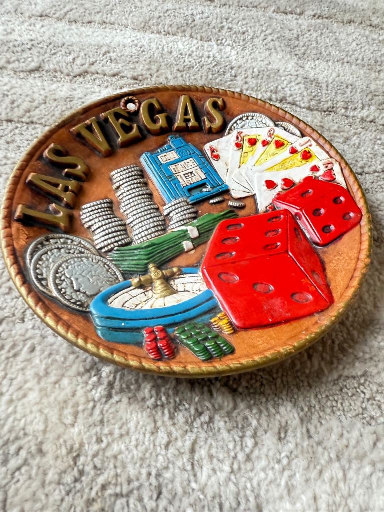 Vintage Las Vegas Souvenir Hanging Plate Karol Western 1984