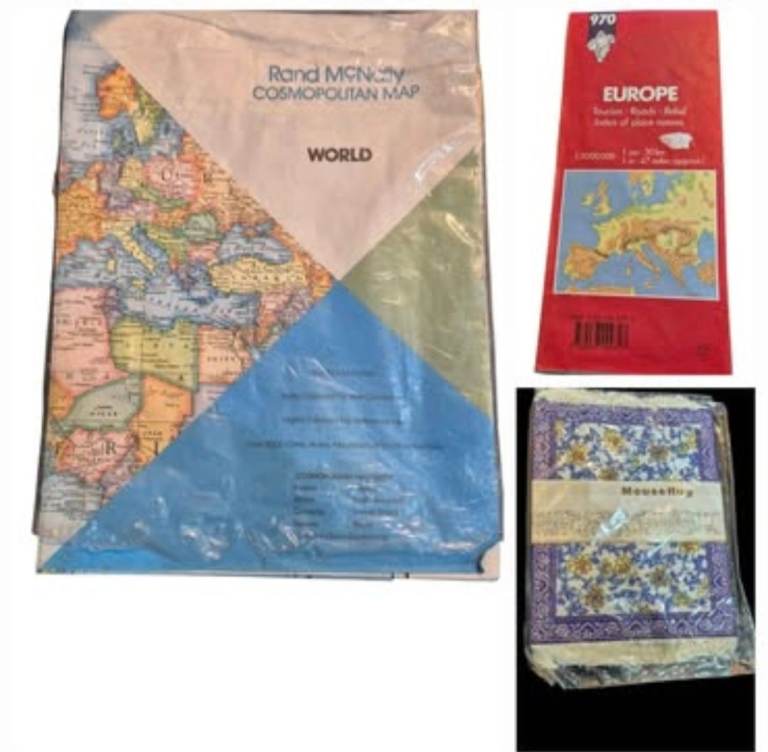 World map used £1 Europe map used £1 rug mouse mat new £1 smoke and pet free home