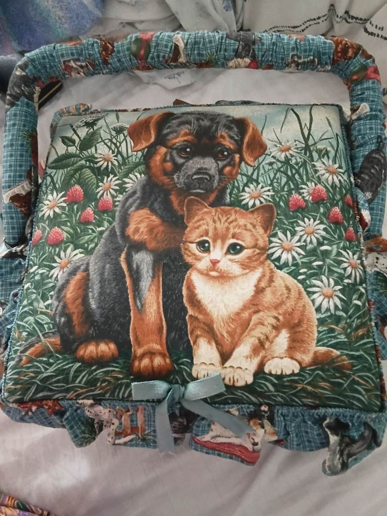 Large sewing box with cats and dogs