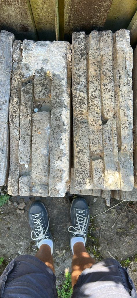 Reclaimed stone print concrete blocks
