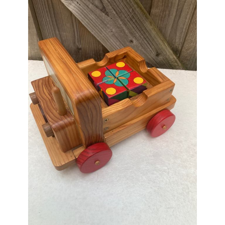 WOODEN PULL ALONG TOY  PICK UP TRUCK
