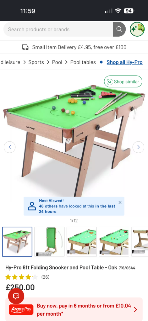 HY-PRO 6ft Folding Snooker/Pool Table – Good Condition, £80.00 for Sale