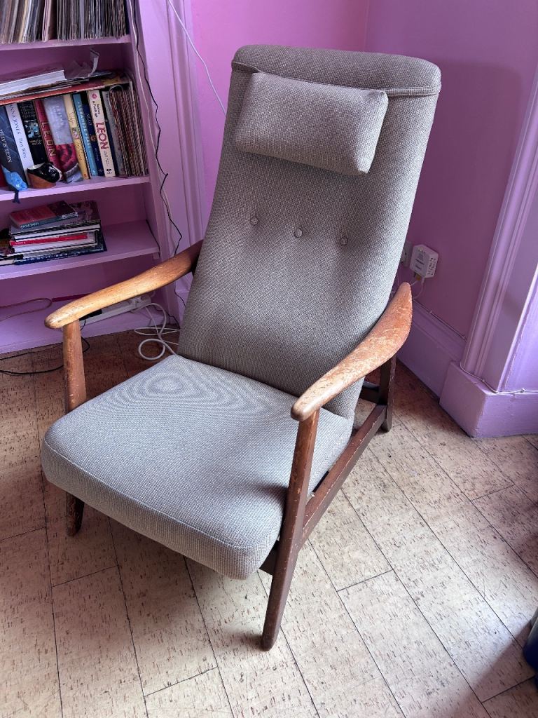 Mid century teak reclining armchair