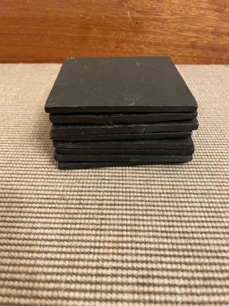 8 x Smooth Edge Slate Square Coasters