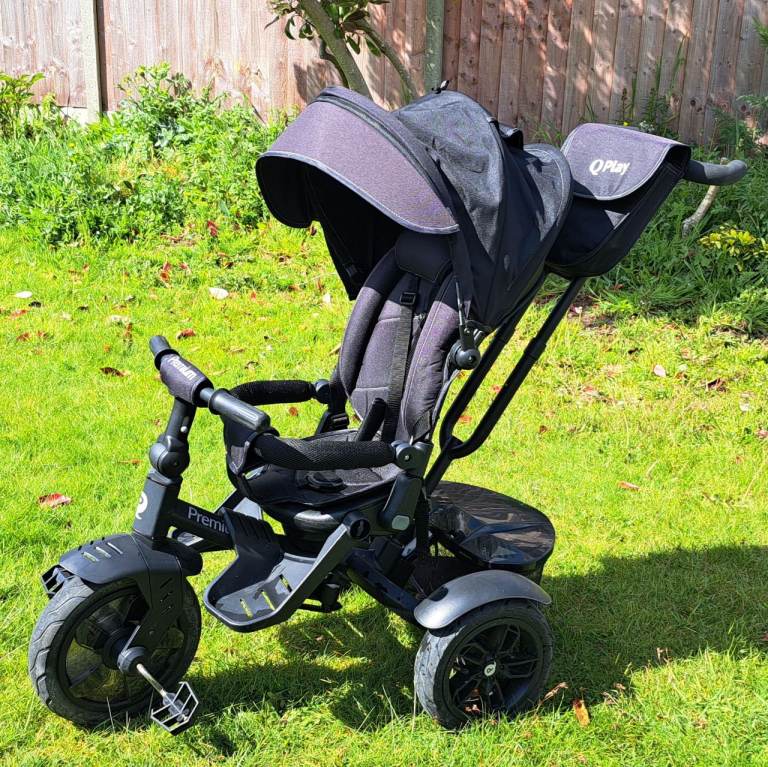 Q Play Premium Kids Trike / Toddler Tricycle with Parent Handle & Canopy