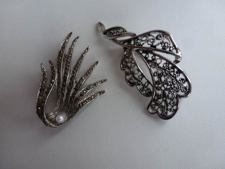 Vintage Marcasite Brooch and A Filigree style Brooch