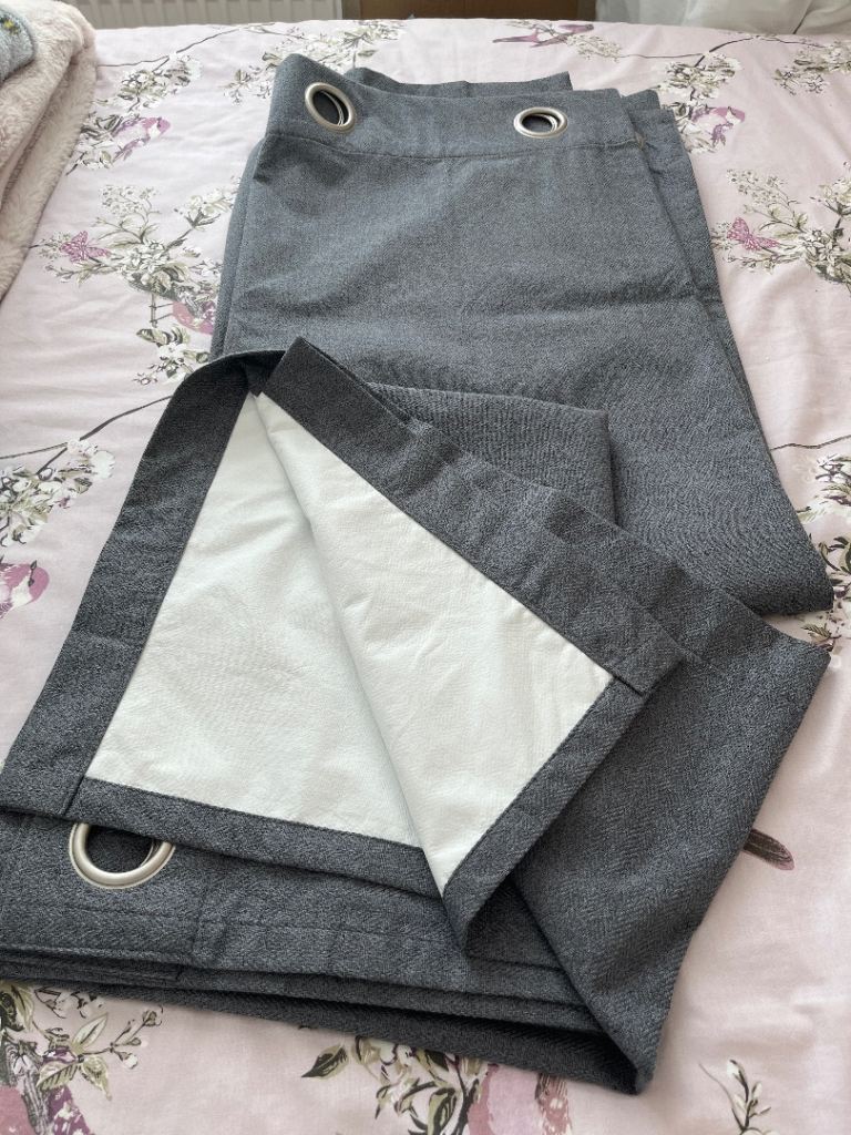 Grey Eyelet Curtains 