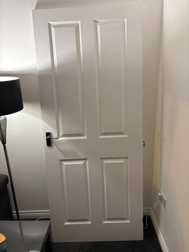 2 x White Internal Fire Doors with Handles