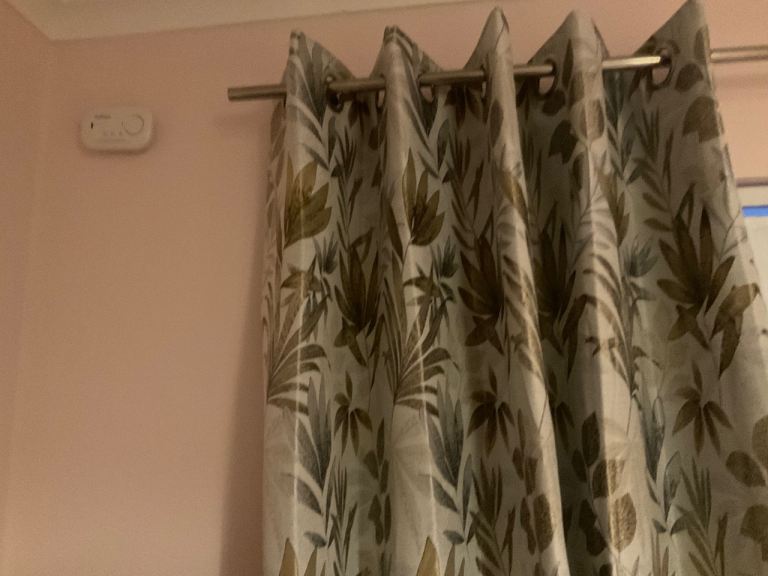 Pair of gold and silver lined curtains 