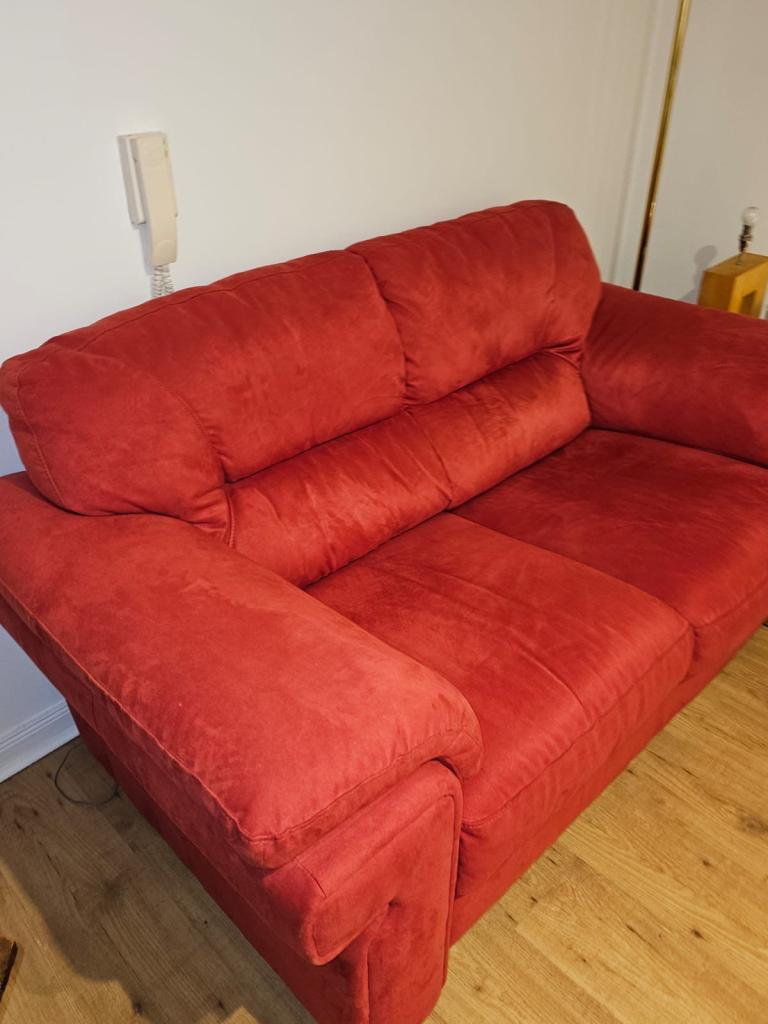 image for Two Seater Suede sofa in red orange color 