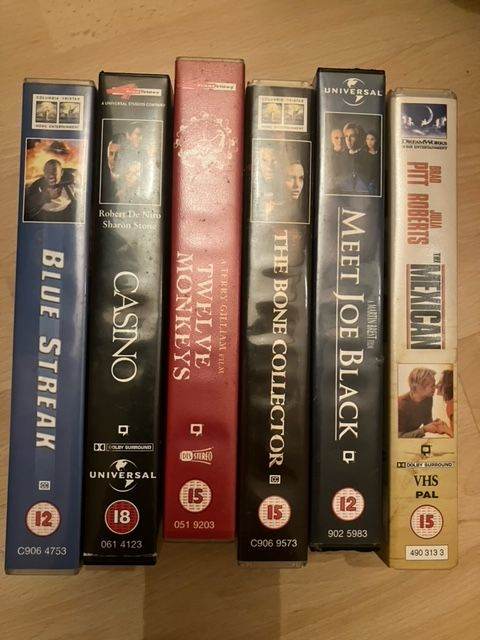 Job lot of six VHS video cassettes 