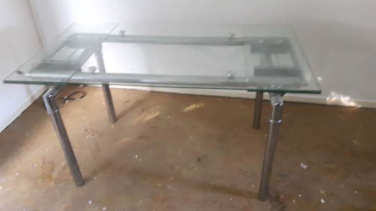 Glass Dining Table with Metal Legs – Good Condition