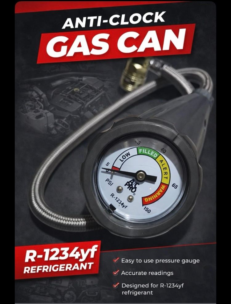 Anti-Clock R-1234yf Gas Can Pressure Gauge – Car AC Refrigerant Tool