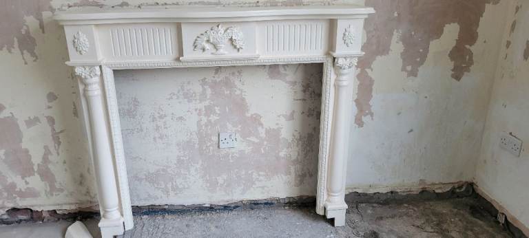 Wooden Mantle and marble hearth