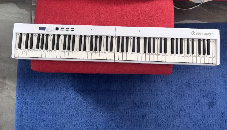 COSTWAY 88-Key Foldable Digital Piano – White (Full Size, Semi-Weighted)