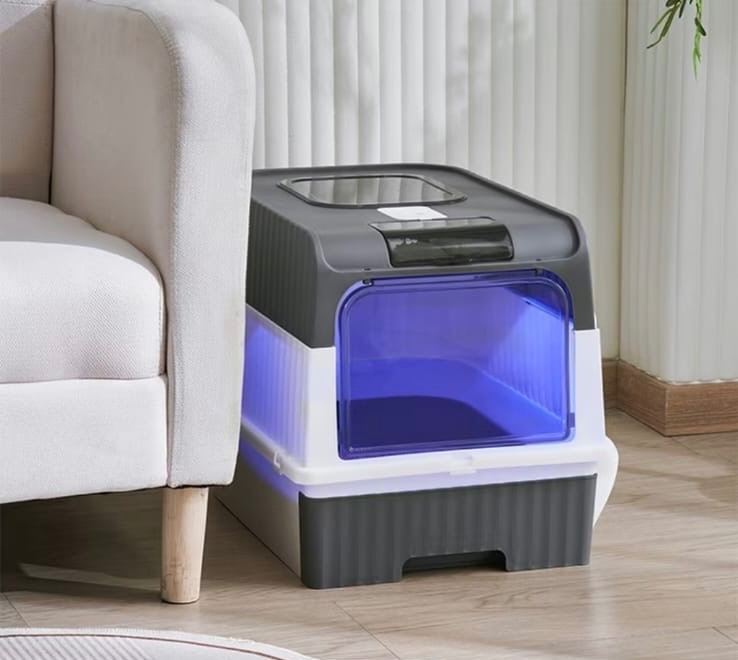 Premium Enclosed Cat Litter Box with Top-Entry, Odor Control & Pull-Out Tray