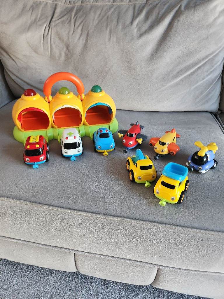 Colourful Push-and-Go Toy Cars and Launch Station – Good Condition