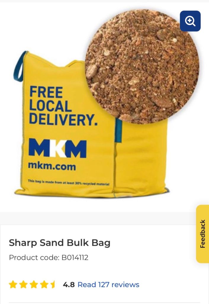 Washed Sharp Sand Bulk Bag (Half Full)